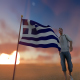 Greece Flag and Walking Man - VideoHive Item for Sale