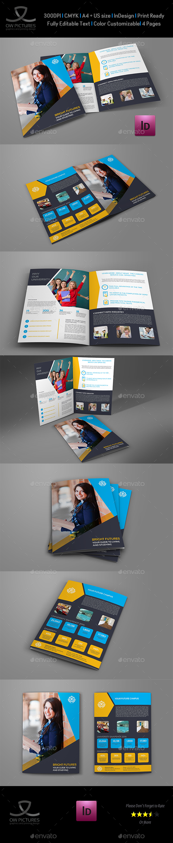 University - College Bi-Fold Brochure Template - Brochures Print Templates