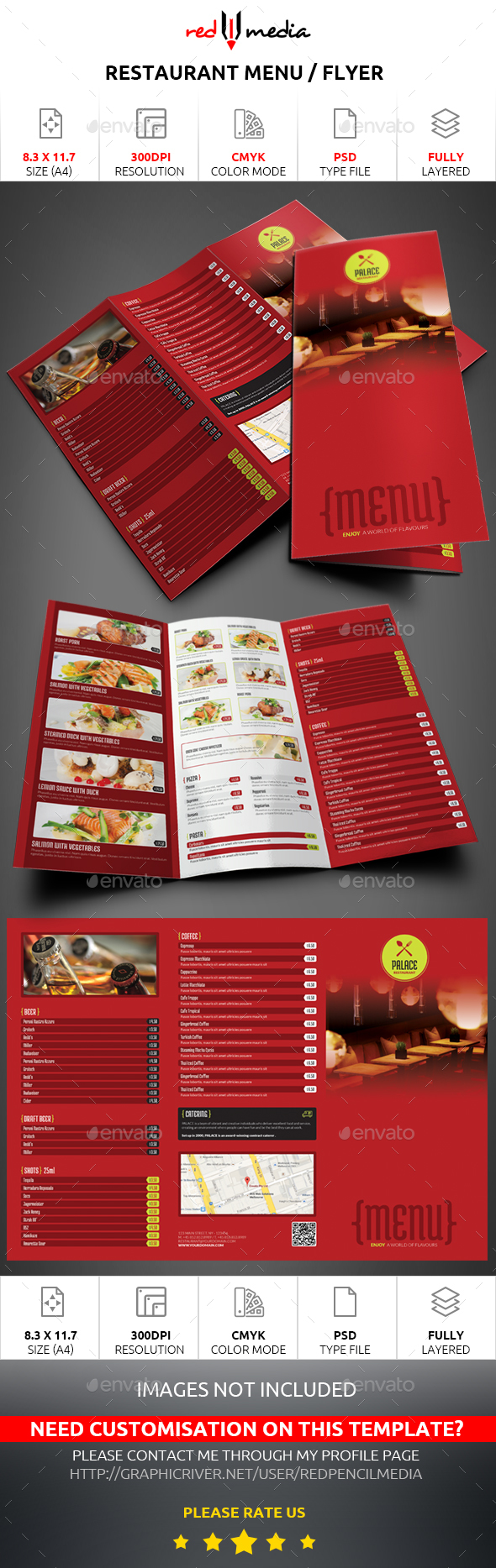Restaurant Trifold Menu / Flyer - Restaurant Flyers