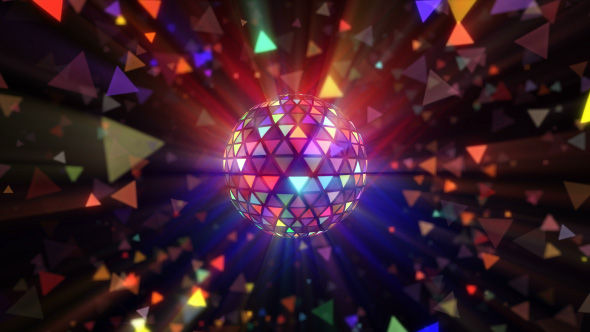 Disco Ball Triangles Rays 4K