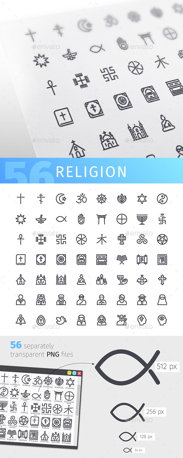 Religion Line Icons Set - Miscellaneous Icons