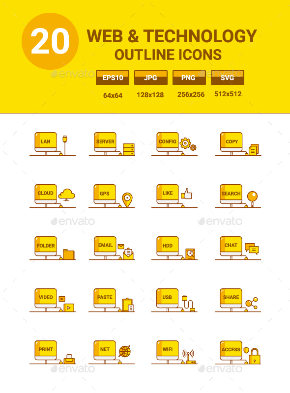20 Web Technology Icons - Web Icons