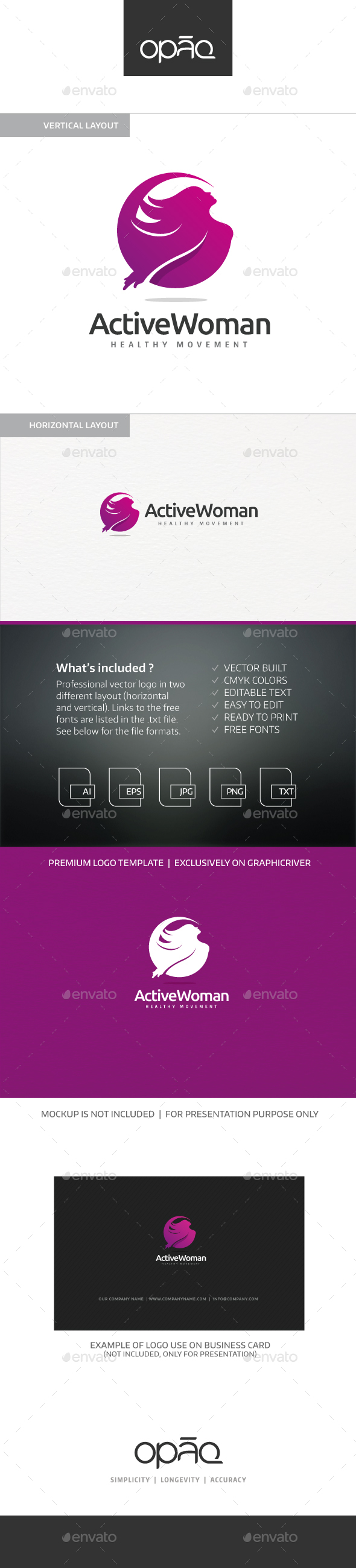 Active Woman Logo - Humans Logo Templates