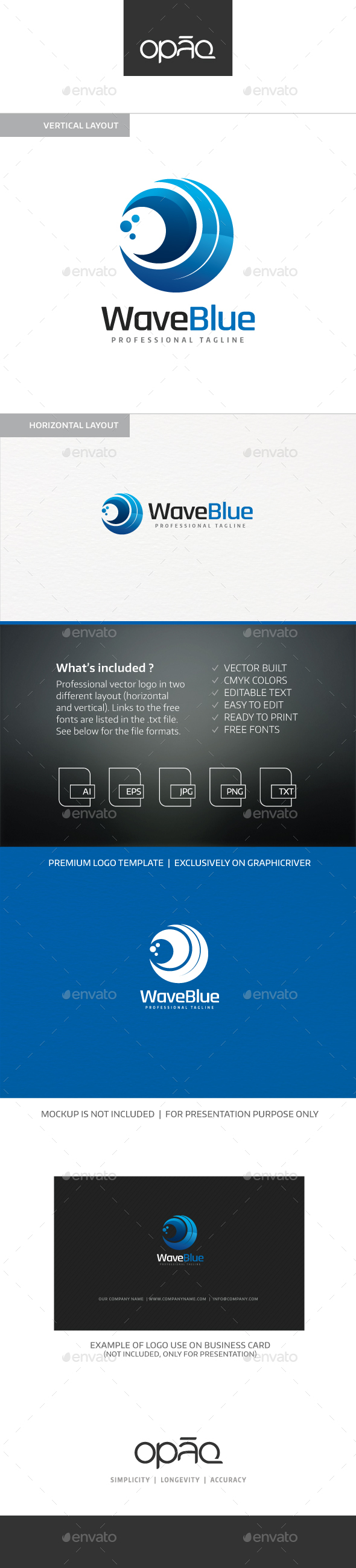 Wave Blue Logo - Nature Logo Templates