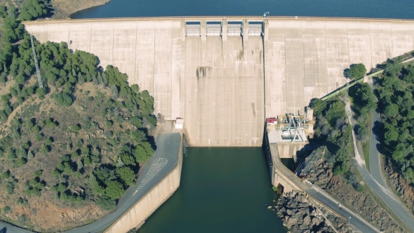 Aerial View of Dam Near Pomarao
