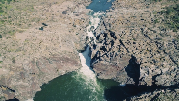 Aerial View of the Pulo Do Lobo Waterfall