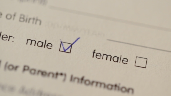 Blank Questionnaire with Gender Choice Check Boxes