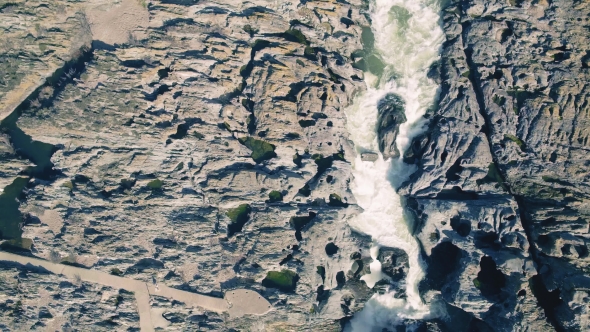 Aerial View of the Pulo Do Lobo Waterfall