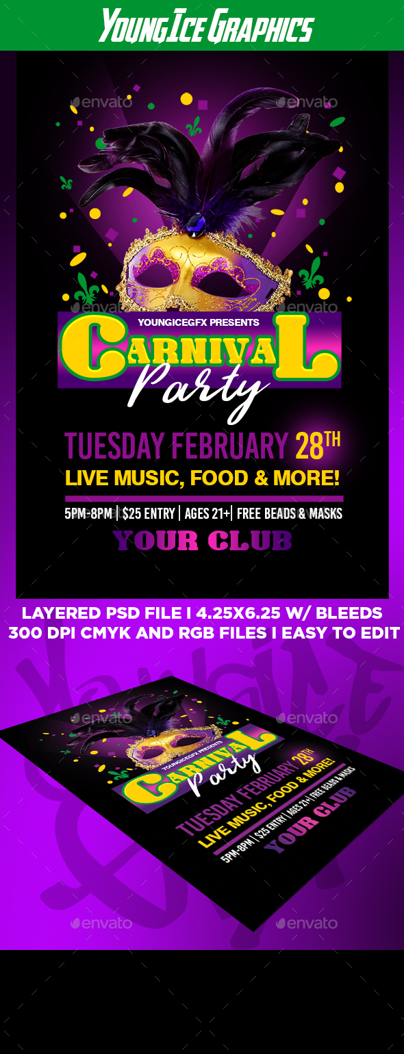 Carnival Party Flyer Template - Clubs & Parties Events