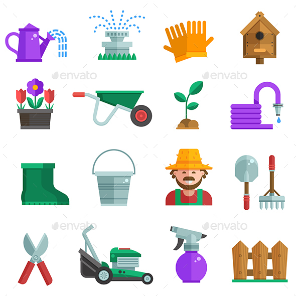 Spring Gardening Icons Set - Web Elements Vectors