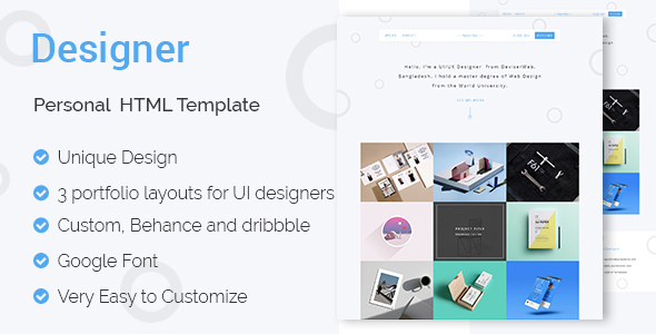 Excellent DESIGNER - UI & UX Designers Portfolio HTML Template