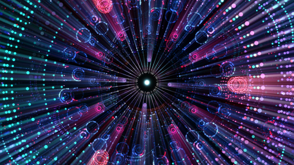 Cosmic HUD Techno Tunnel Rays 4K