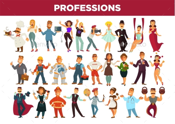 Professions and Occupation Specialists Vector - People Characters
