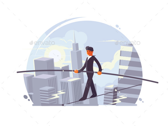 Tightrope Walker Going on Rope - People Characters