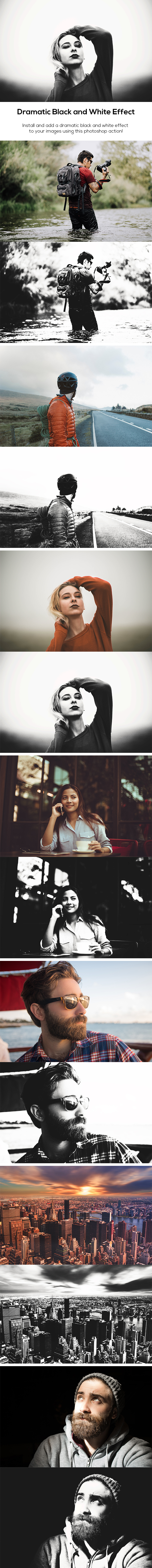 Dramatic Black and White Action - Photo Effects Actions