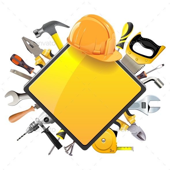 Vector Rhombic Sign with Tools - Industries Business