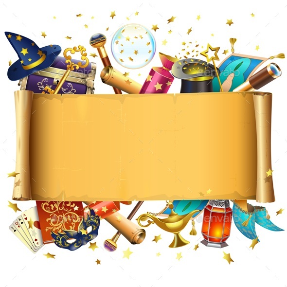 Vector Scroll with Magic Accessories - Miscellaneous Seasons/Holidays