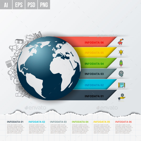 Vector Global Infographics Template for 6 Options. - Infographics