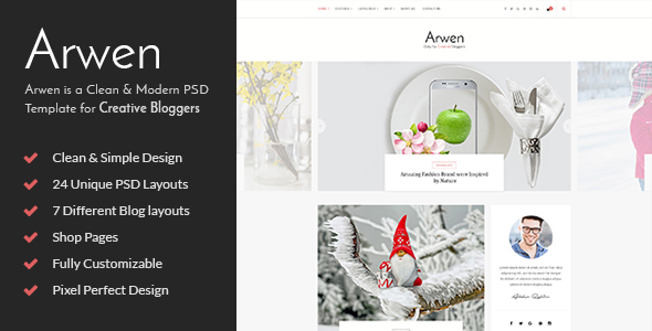 Arwen Creative Blog PSD Template - Creative PSD Templates