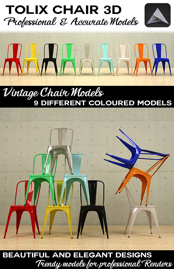 Vintage Tolix Chair - 3Docean 19489624