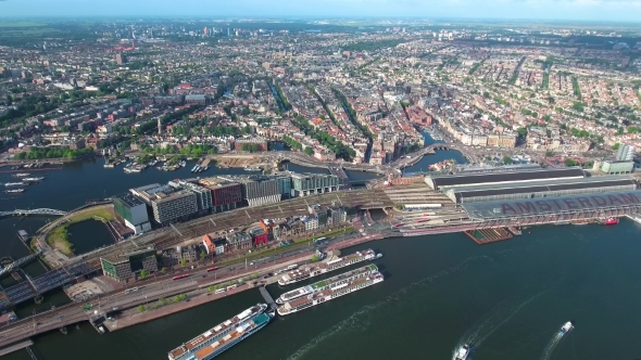 City Aerial View Over Amsterdam alt