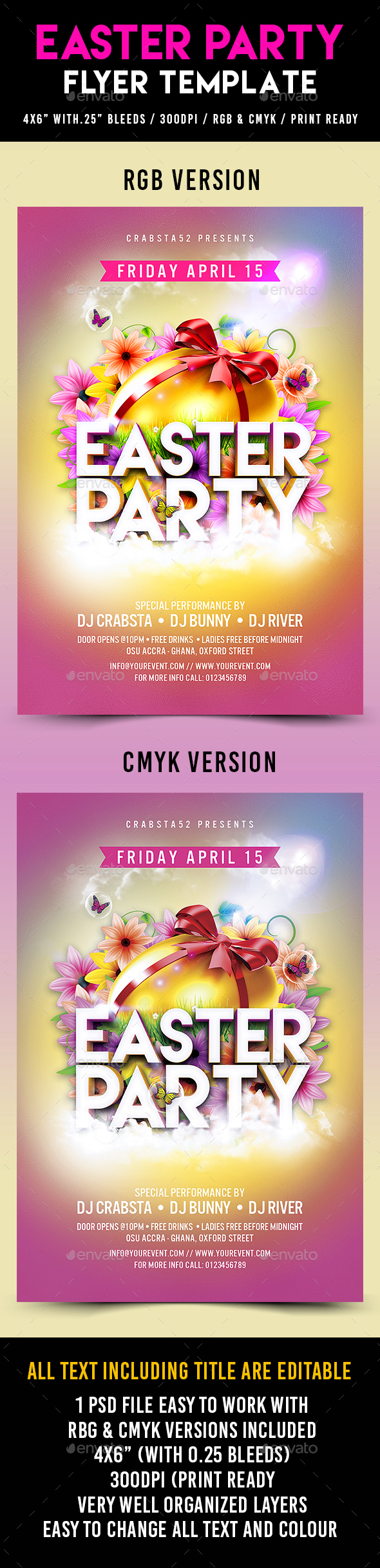 Easter Party Flyer Template - Holidays Events