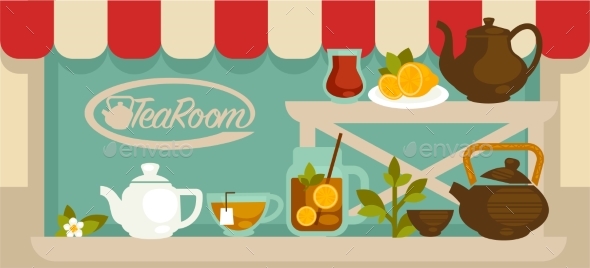 Tea Room Showcase with Shelves and Pots - Buildings Objects