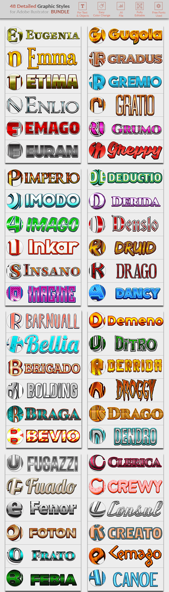 48 Detailed Graphic Styles — Mega Pack - Styles Illustrator
