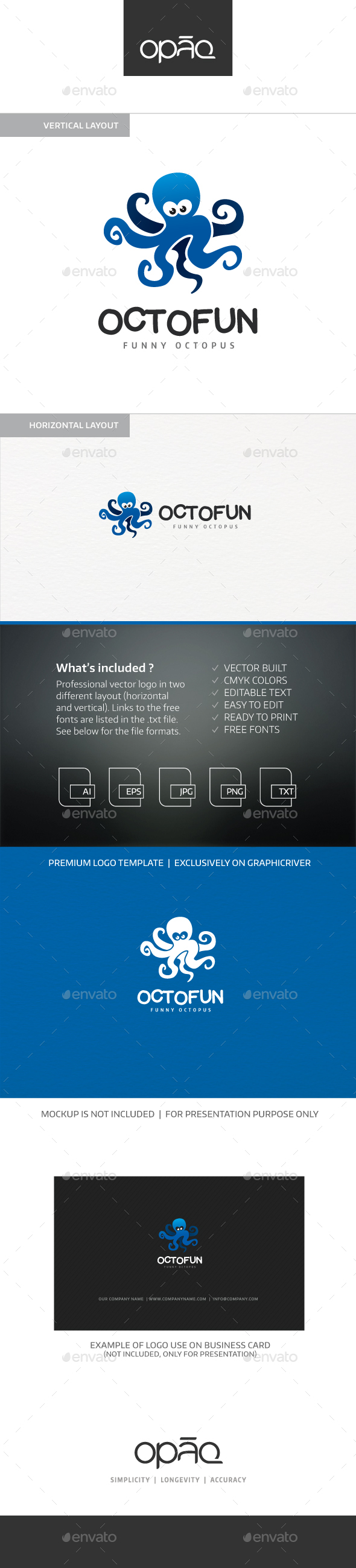 Octopus Fun Logo - Animals Logo Templates