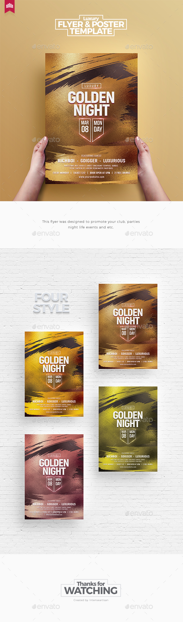 Gold Night - Flyer Template - Clubs & Parties Events