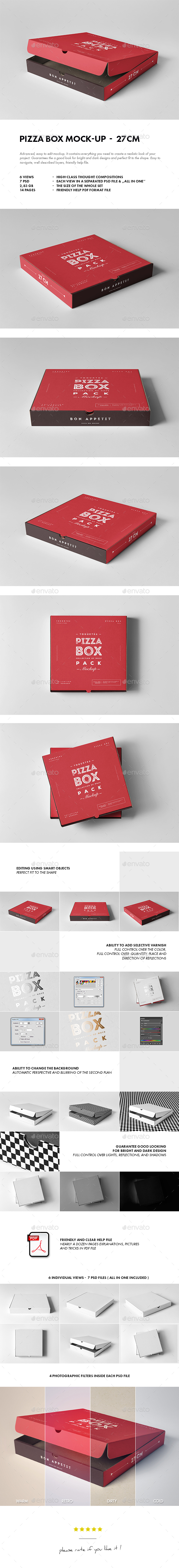 27 Pizza Box Mock-up - Food and Drink Packaging