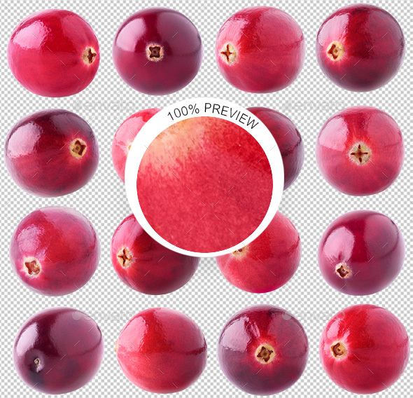 Collection of Isolated Cranberries - Food & Drink Isolated Objects