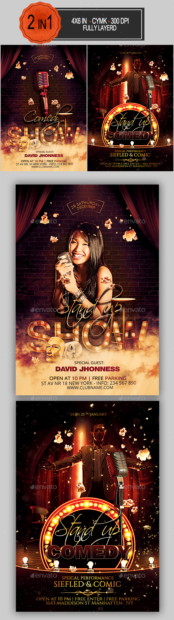 Comedy Flyer Bundle - Clubs & Parties Events