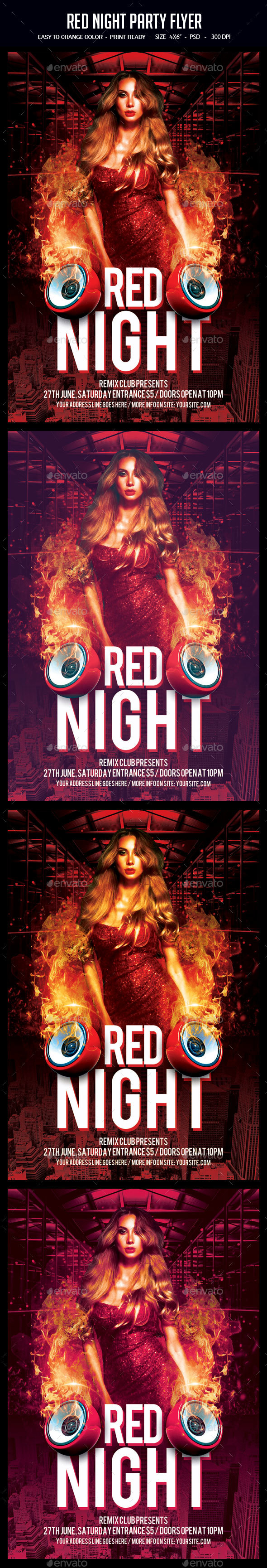 Red Night Party Flyer - Clubs & Parties Events