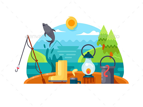 Recreation on Fishing - Miscellaneous Vectors