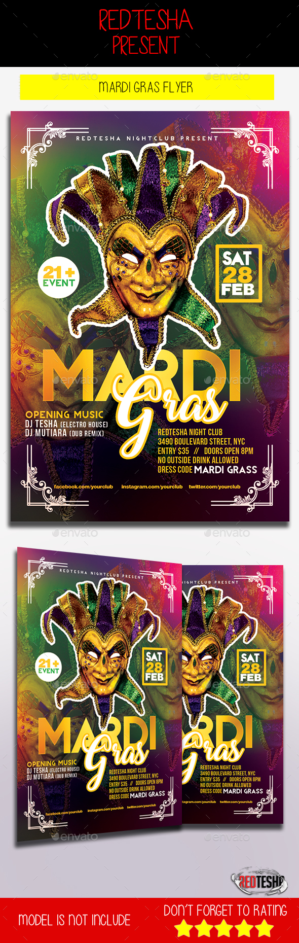 Mardi Gras Flyer - Holidays Events