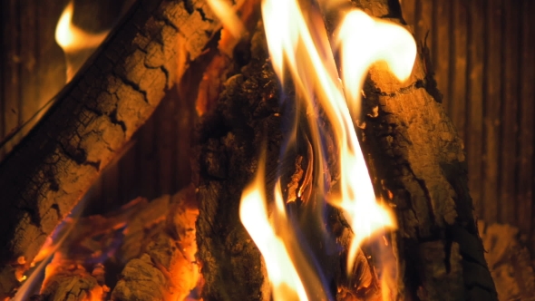 Wood Burning in the Fireplace