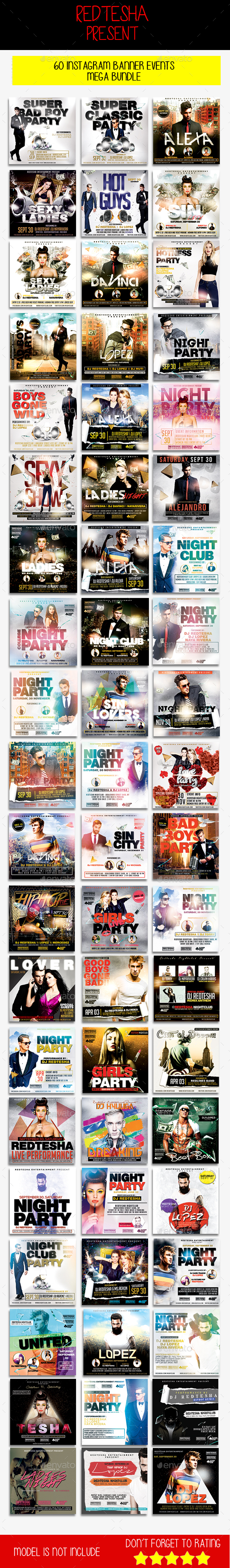 60 Instagram Banner Events Mega Bundle - Banners & Ads Web Elements