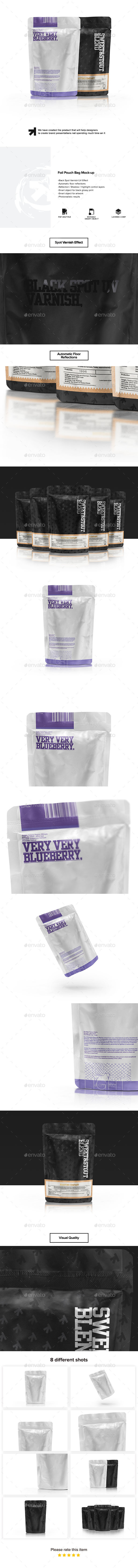 Foil Pouch Bag Mock-up - Food and Drink Packaging