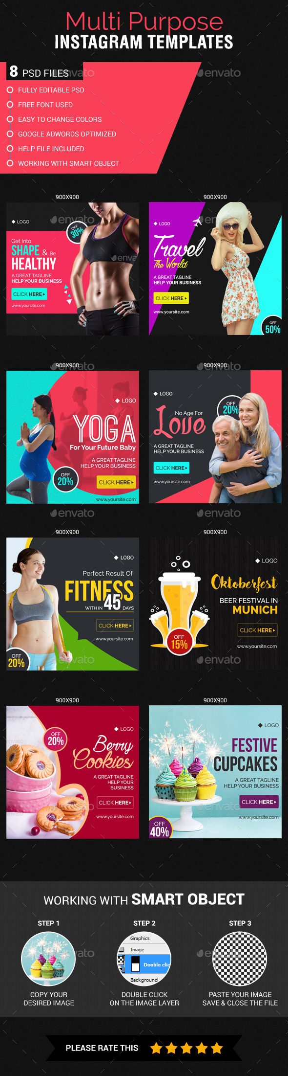 Multipurpose Instagram web Templates - Banners & Ads Web Elements