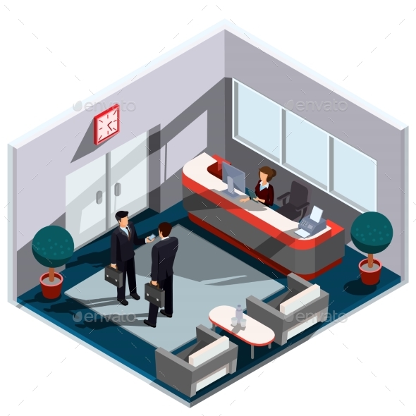 Vector 3D Isometric Illustration Interior - Concepts Business
