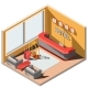 Vector 3D Isometric Illustration Interior of Hotel