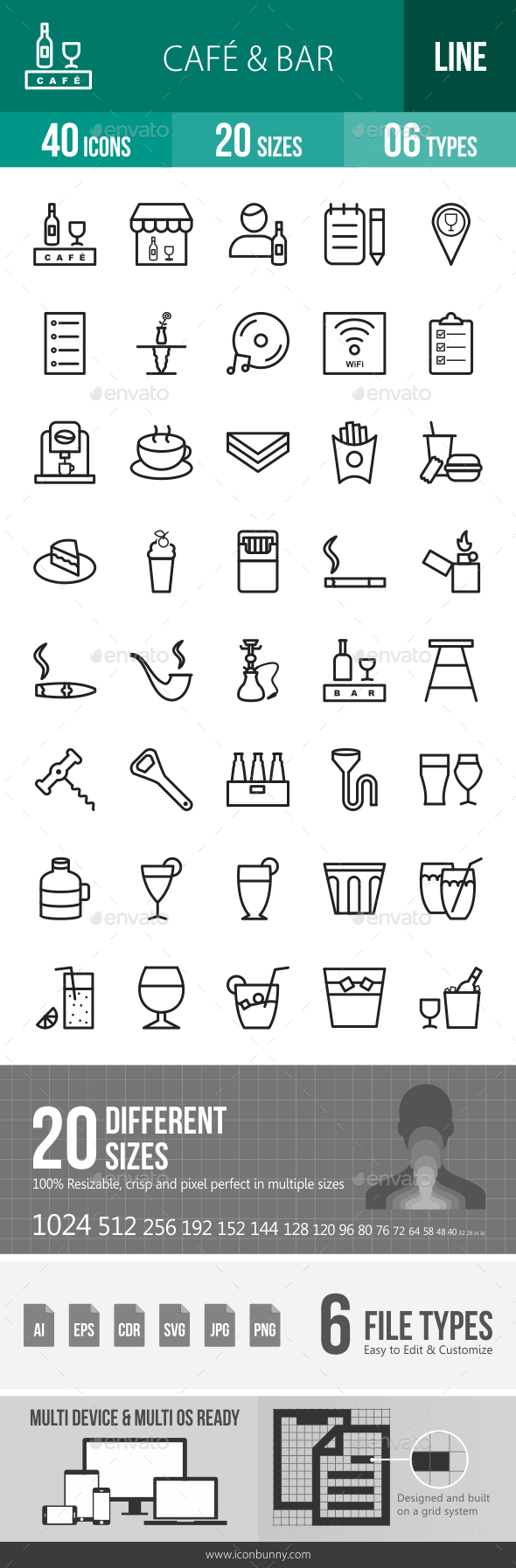 Cafe & Bar Line Icons - Icons