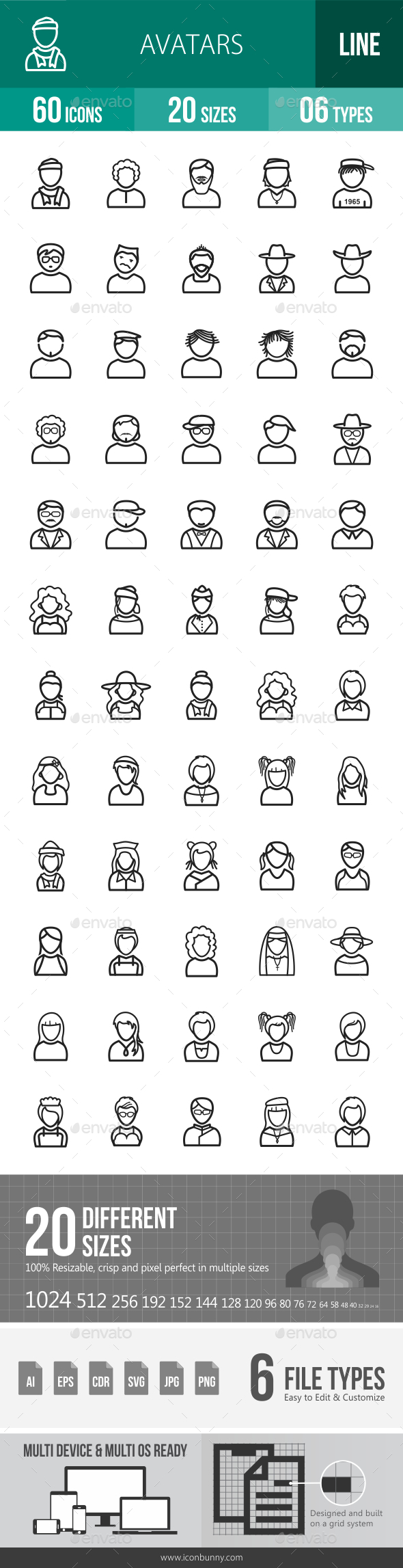 Avatars Line Icons - Icons