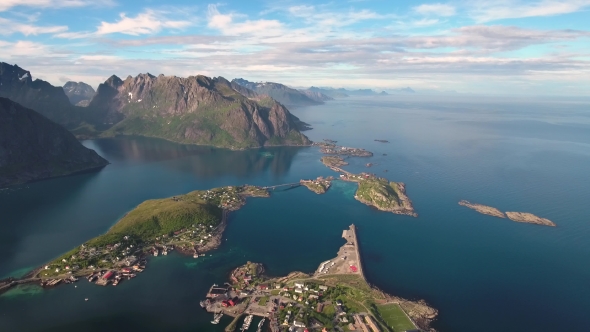 Lofoten Archipelago Islands Aerial Footage alt