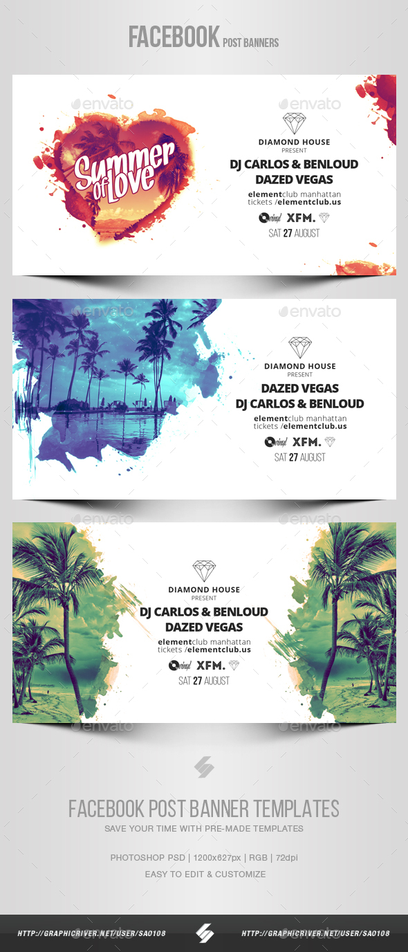 Electronic Music Party vol.16 - Facebook Post Banner Templates - Social Media Web Elements
