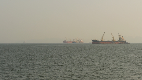 Cargo Ships Float in the Sea. Asia. Vietnam., Stock Footage | VideoHive