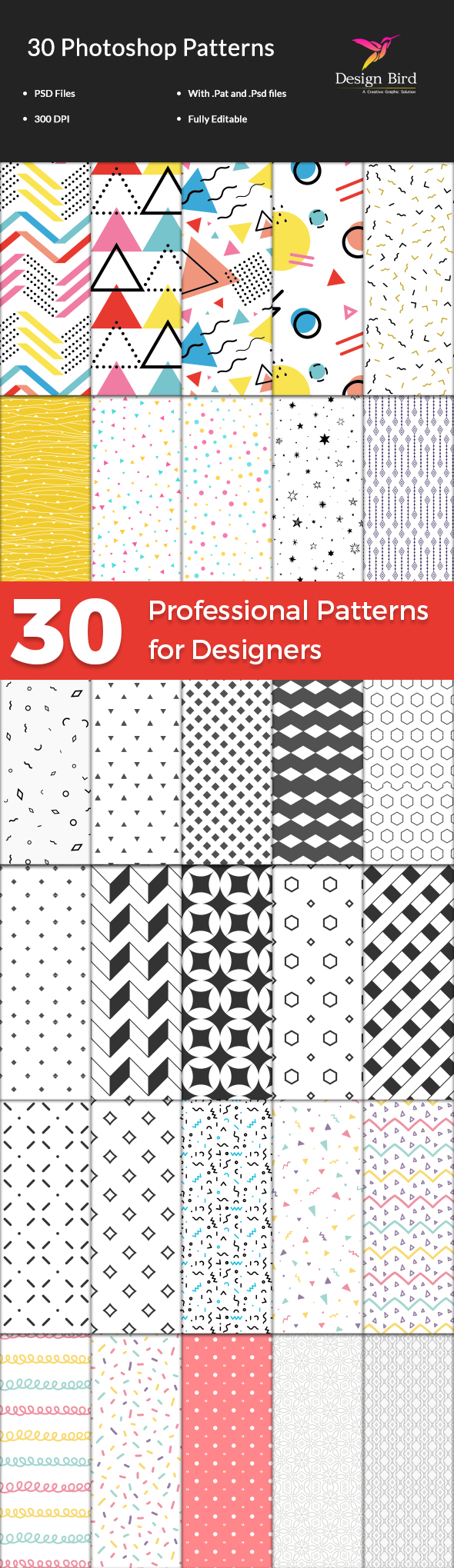 30 Professional Photoshop Patterns - Textures / Fills / Patterns Photoshop