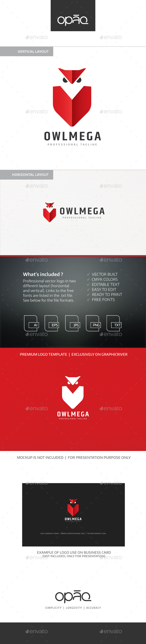 Owl Shield Logo - Animals Logo Templates