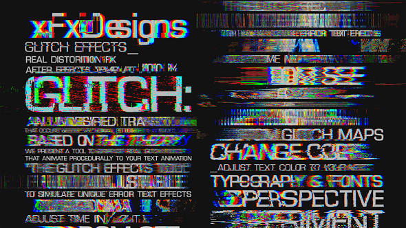Glitch Text Toolkit + 30 Title Animation Presets, Effects Project Files